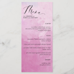 Menu Elegant Pink Hues Waterverf Wedding