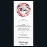 Menu Elegant Pink Peonies Wedding<br><div class="desc">Dit ontwerp bevat een hoop roze pony-bloemen. De roze tonen van de pinda's samen met het witte semi-ondoorzichtige cirkelvormige lijst omcirkelen de titel. Peonies zijn een populaire selectie voor trouwbloemen, omdat ze elegantie en genade toevoegen. Een uniek ontwerp dat ideaal is voor een roze, met een pony geïnspireerde bruiloft. De...</div>