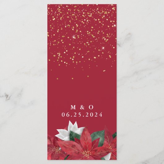 Menu Elegant Poinsettia Red Kerstmis (Achterkant)