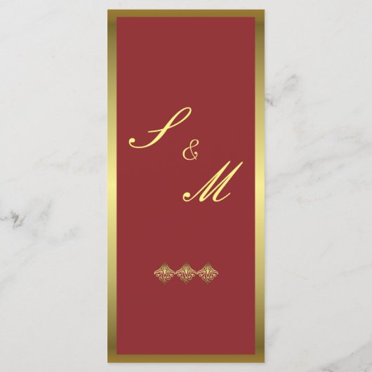 Menu Elegant Red and Gold Wedding Reception (Achterkant)