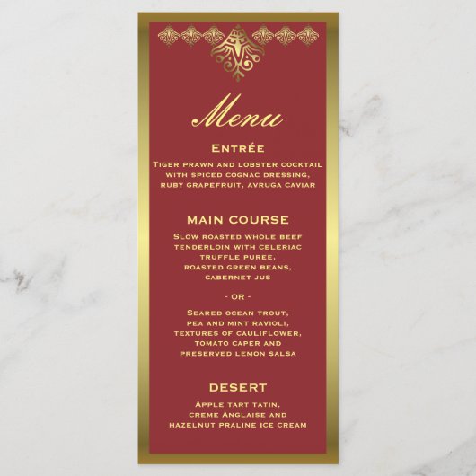 Menu Elegant Red and Gold Wedding Reception (Voorkant)