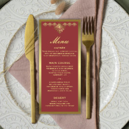 Menu Elegant Red and Gold Wedding Reception