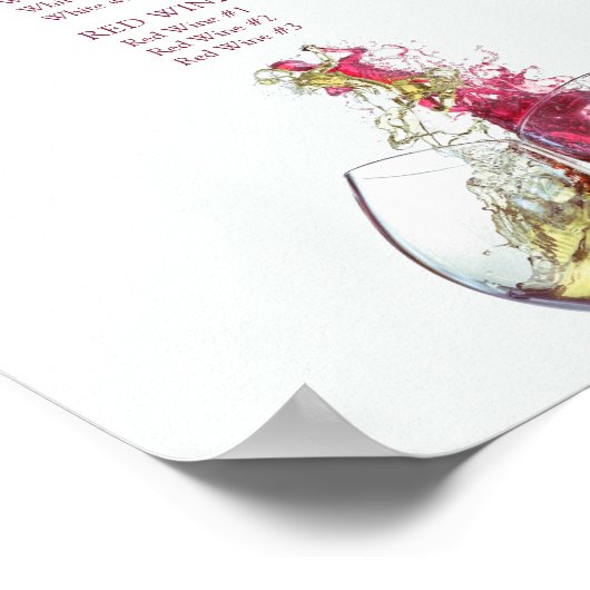 Menu Elegant Red and White Wine Dance Wedding Poster (Hoek)