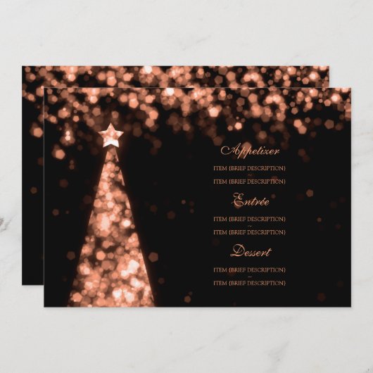 Menu Elegant Roos Gold Black kerstbruiloft (Voorkant / Achterkant)