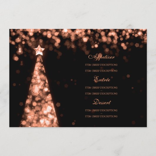 Menu Elegant Roos Gold Black kerstbruiloft (Voorkant)
