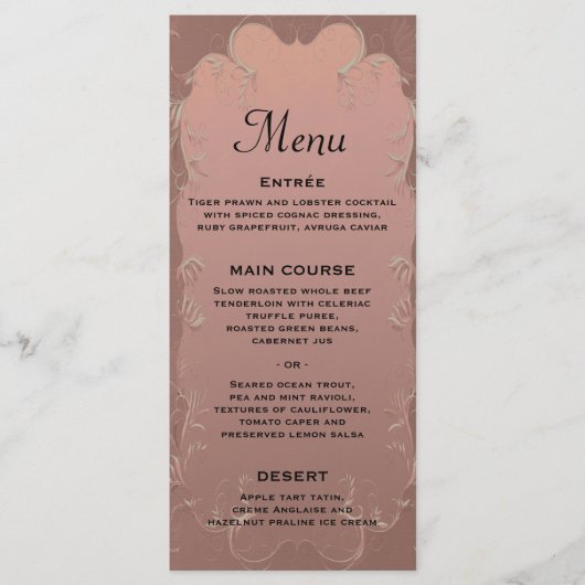 Menu Elegant Roos Gold Wedding Reception (Voorkant)