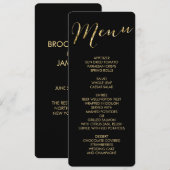 Menu Elegant Round Black en Gold Foil Weddenschap (Voorkant / Achterkant)