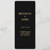 Menu Elegant Round Black en Gold Foil Weddenschap (Achterkant)