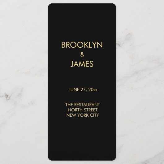 Menu Elegant Round Black en Gold Foil Weddenschap (Achterkant)