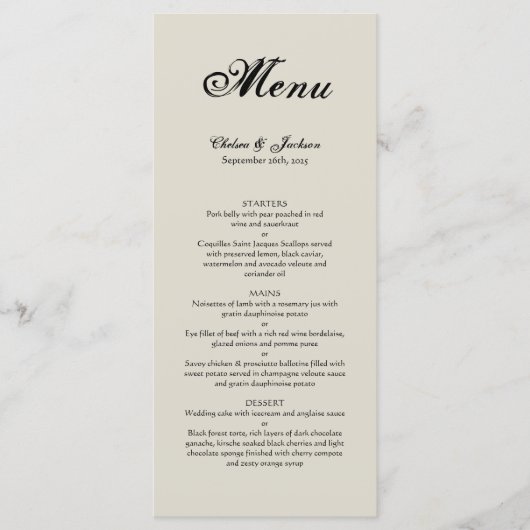 Menu Elegant Rustic Wedding (Voorkant)