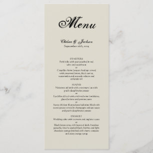 Menu Elegant Rustic Wedding