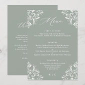 Menu Elegant Sage Green Vintage Wedding (Voorkant / Achterkant)