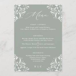 Menu Elegant Sage Green Vintage Wedding