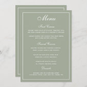 Menu Elegant Sage White Script Wedding (Voorkant / Achterkant)