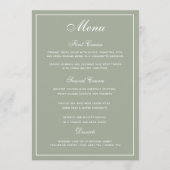 Menu Elegant Sage White Script Wedding (Voorkant)