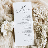 Menu Elegant Script Black and White Wedding Dinner