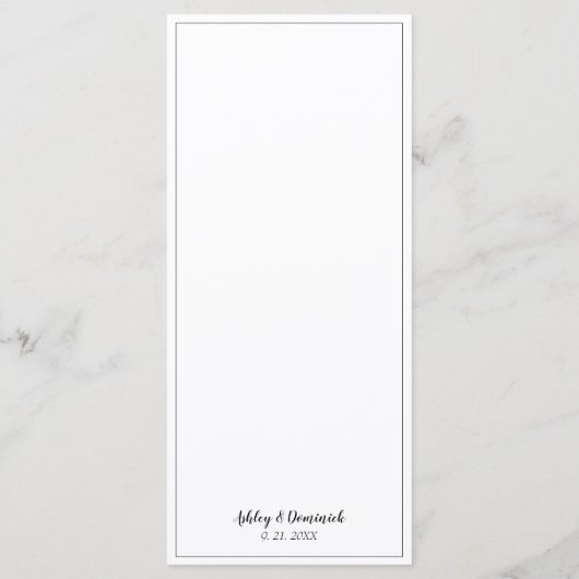 Menu Elegant Script Black Borded Weddenrennen (Achterkant)