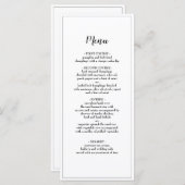 Menu Elegant Script Black Borded Weddenrennen (Voorkant / Achterkant)