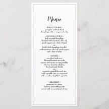 Menu Elegant Script Black Borded Weddenrennen