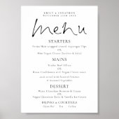 Menu Elegant Script Black White Wedding Poster (Voorkant)