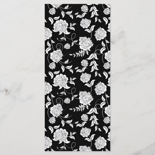 Menu Elegant Script Floral Black White Wedding (Achterkant)