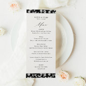 Menu Elegant Script Floral Black White Wedding