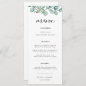 Menu Elegant Script Modern Greenery Wedding Kaart (Voorkant / Achterkant)