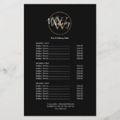 Menu Elegant Script Monogram Salon Service (Voorkant)