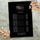 Menu Elegant Script Monogram Salon Service