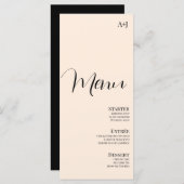 Menu Elegant Script Tan Black Simple Wedding (Voorkant / Achterkant)