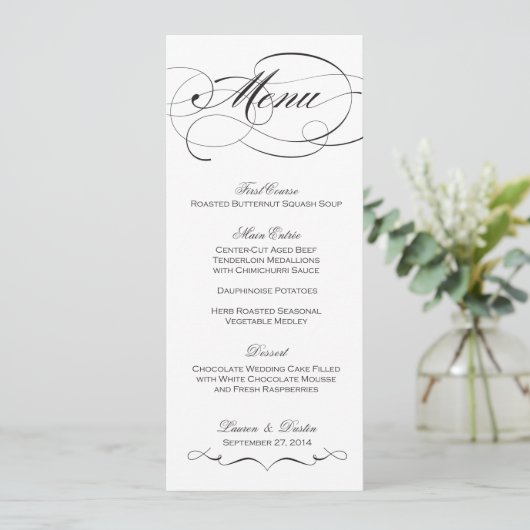 Menu Elegant Script Wedding - Aangepast (Staand voorkant)
