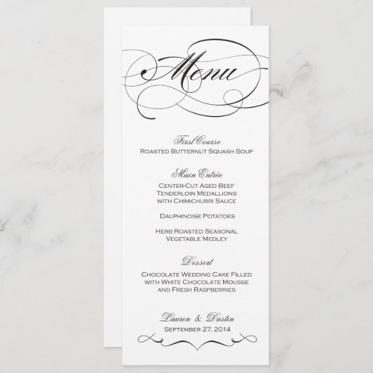 Menu Elegant Script Wedding - Aangepast (Voorkant / Achterkant)