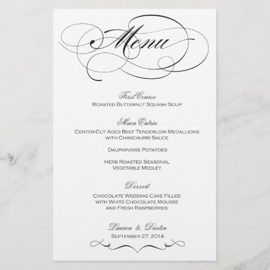 Menu Elegant Script Wedding - Aangepast (Voorkant)