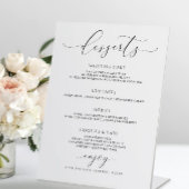 Menu Elegant Script Wedding Dessert Bar Reclamebord Met Voetstuk