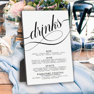 Menu Elegant Script Wedding Drinken Bar Fotoplaat
