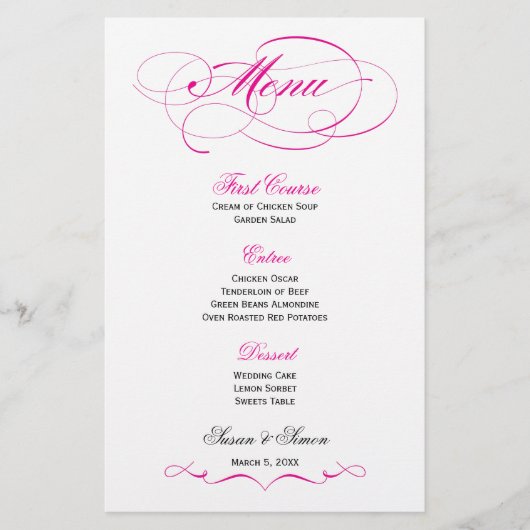 Menu Elegant Script Wedding (Elegant-script) - Hel (Voorkant)