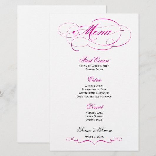 Menu Elegant Script Wedding (Elegant-script) - Hel (Voorkant / Achterkant)
