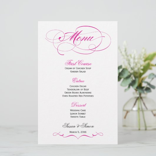 Menu Elegant Script Wedding (Elegant-script) - Hel (Staand voorkant)