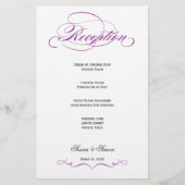 Menu Elegant Script Wedding Reception - Paars (Voorkant)