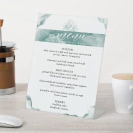 Menu Elegant Silver Sage Waterverf Reclamebord Met Voetstuk