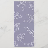 Menu Elegant Soft Violet minimalist Leaves Wedding (Achterkant)
