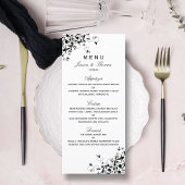 Menu Elegant Swirls Black & White Wedding