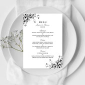 Menu Elegant Swirls Black & White Wedding