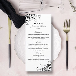 Menu Elegant Swirls Black & White Wedding