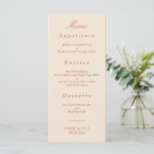 Menu Elegant Terracotta Script Wedding (Staand voorkant)