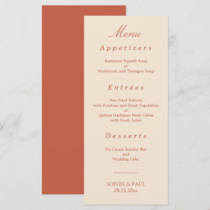 Menu Elegant Terracotta Script Wedding