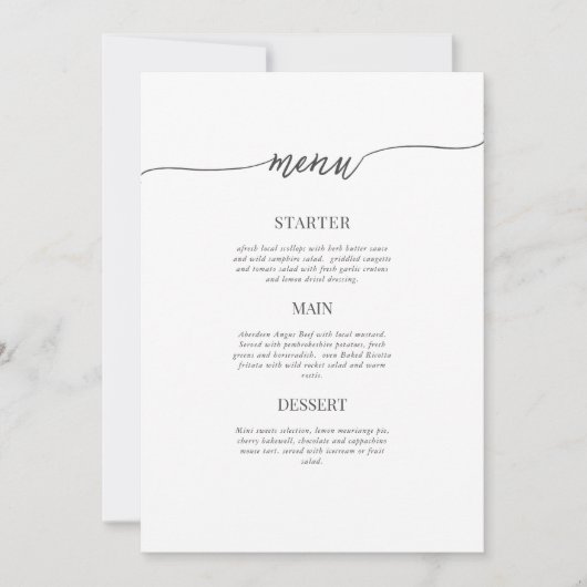Menu Elegant text sjabloon Kaart (Voorkant)