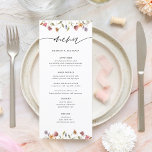 Menu Elegant Waterverf Floral Wedding<br><div class="desc">Elegant Waterverf Floral Wedding Menu! Toon dit Voorjaarsvervangingsmenu van de wildbloem op de lijsten van het baby shower. Menu-kaarten van het kleine wilde-lente-meisje van het Baby shower</div>