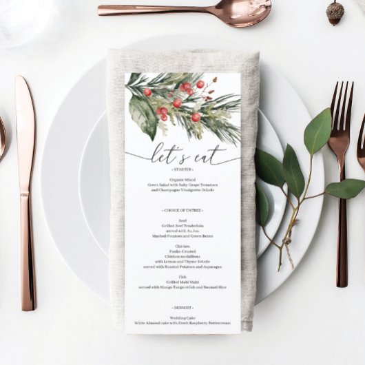 Menu Elegant Waterverf Kerstmis