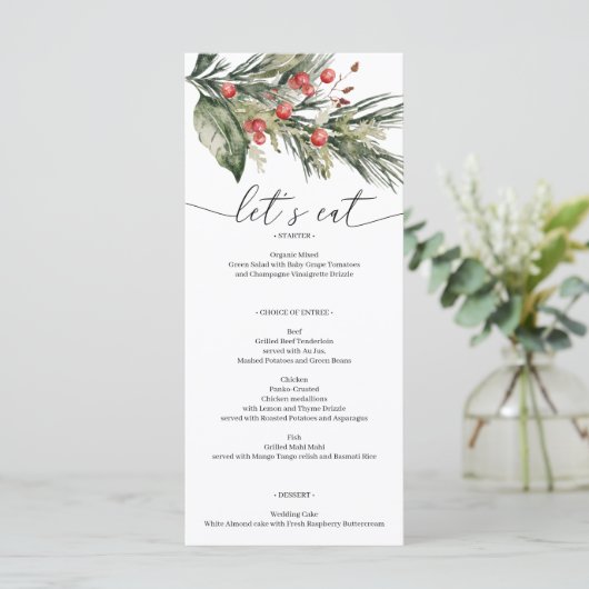 Menu Elegant Waterverf Kerstmis (Staand voorkant)
